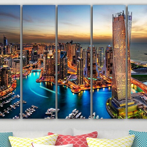 UAE Dubai Skyline Photo Poster Print Dubai Marina Wall Art Etsy