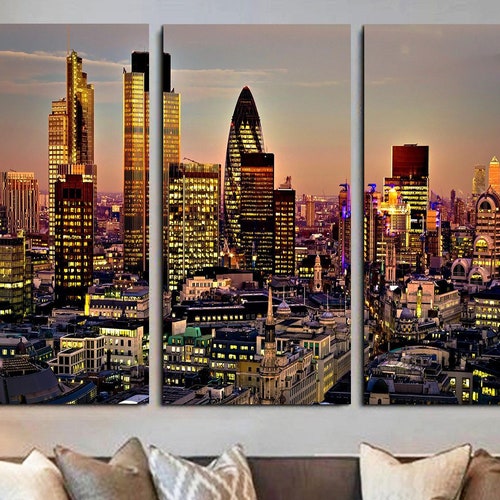 London Skyline Canvas Art Canvas Wall Art London Wall Art Etsy
