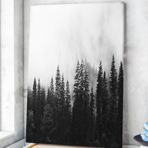 Trees in Black and White Canvas Print Wall Art 3 Panel Etsy