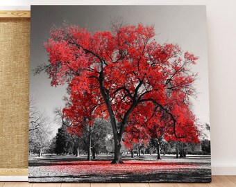 Canvas Wall Art Canvas Art Nature Prints Red Leaves Tree Wall Art Red Tree Painting Canvas Painting Red Leaves Tree Painting Canvas Prints