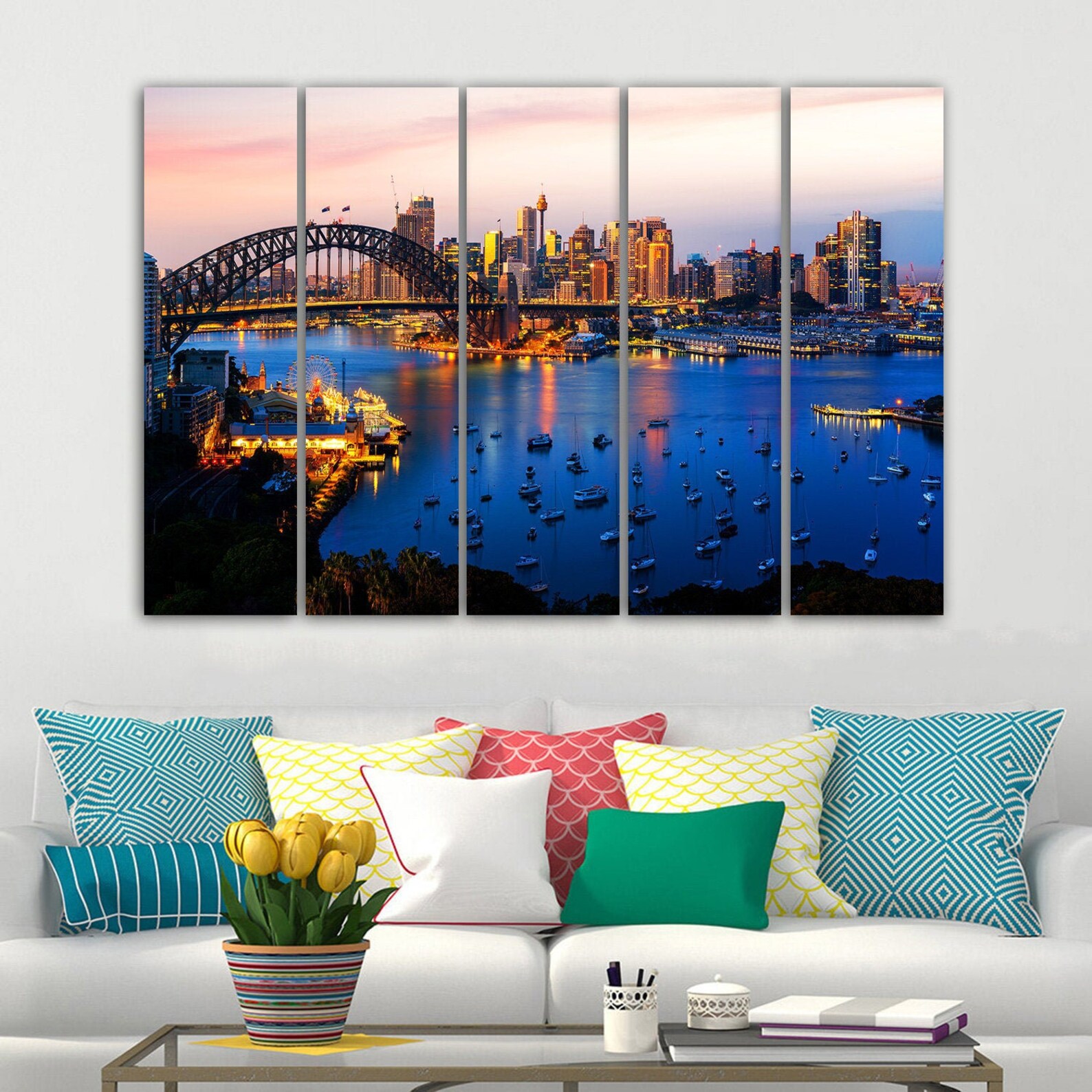Sydney Skyline Canvas Art Harbour Bridge Canvas Wall Art Etsy