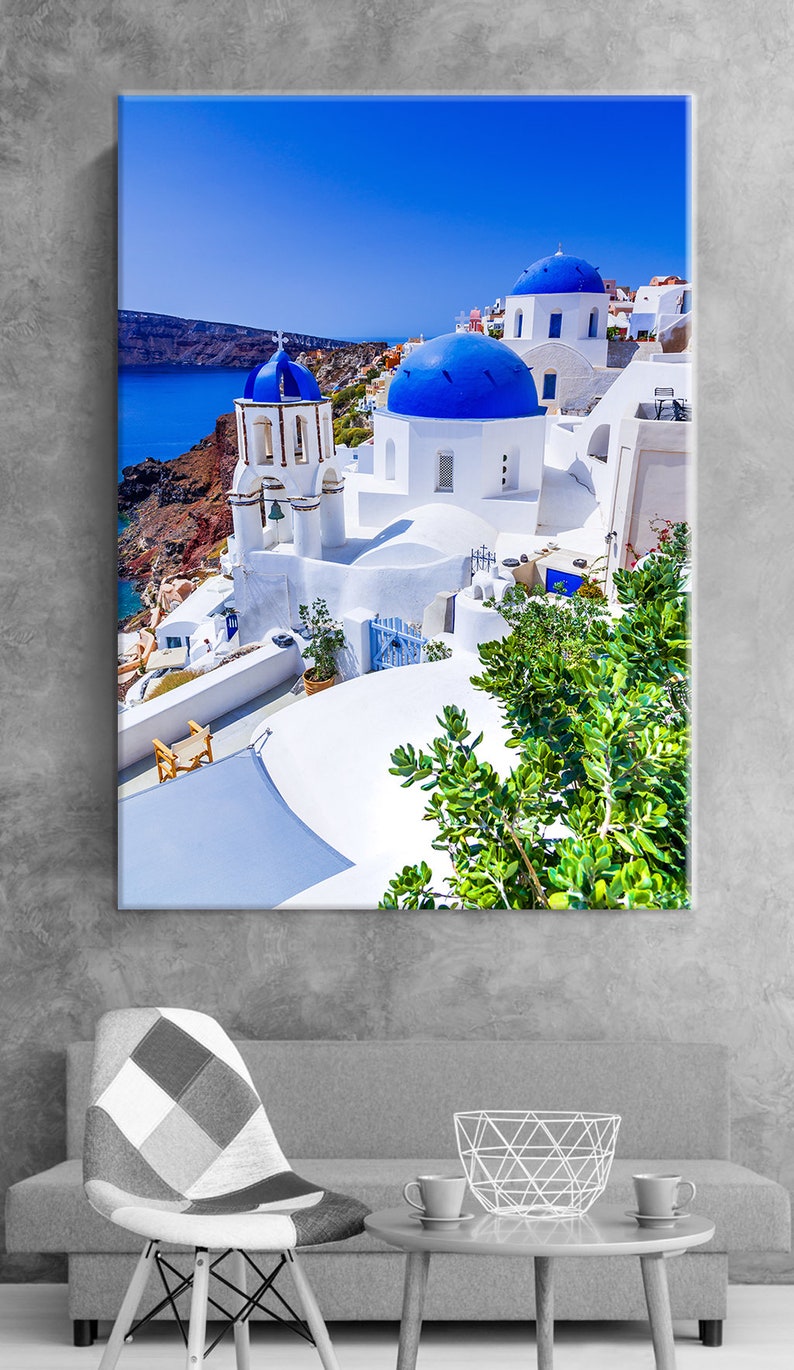 Santorini Greece Canvas Wall Art Santorini Landscape Canvas Etsy