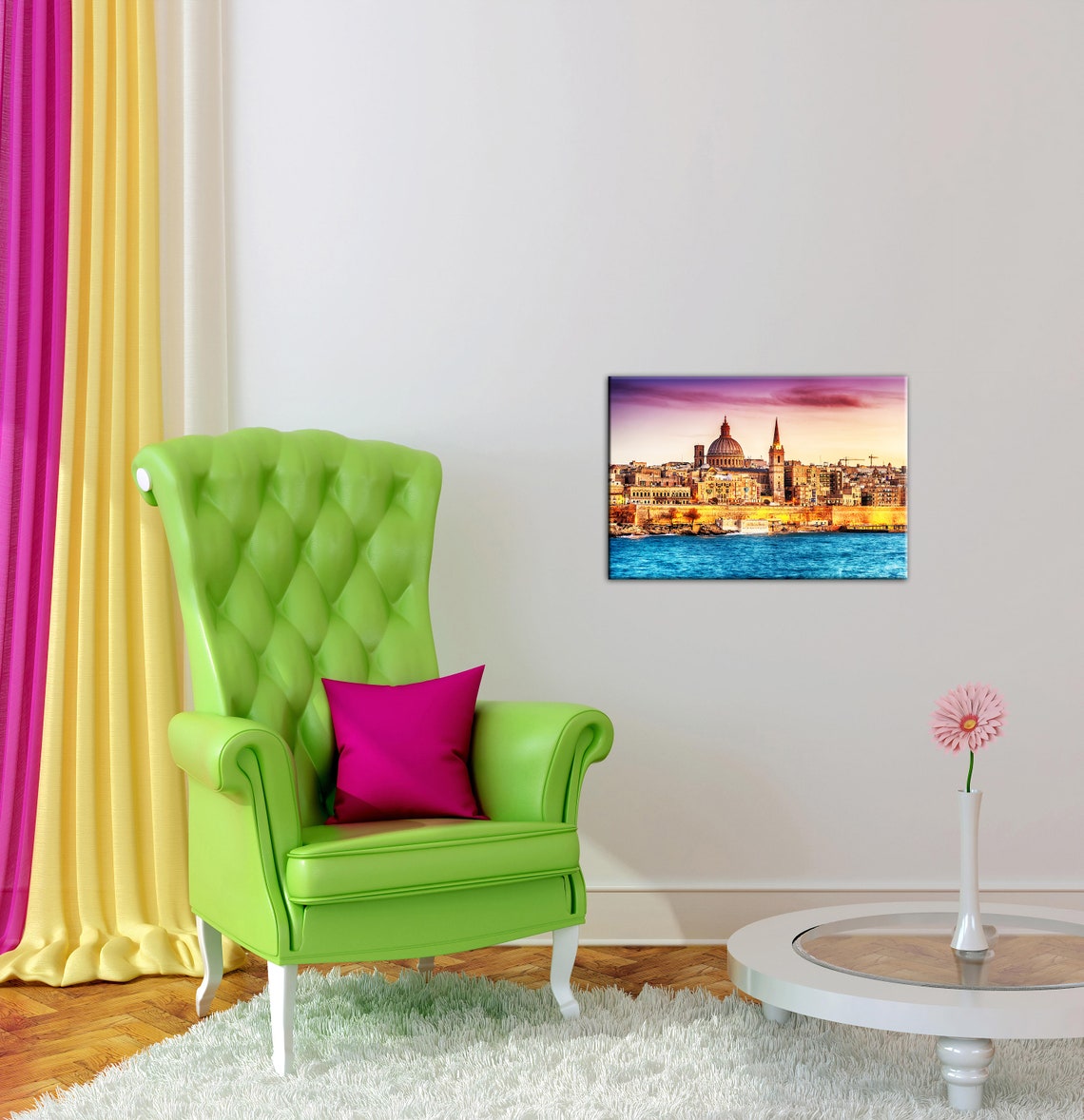 Canvas Wall Art Valletta Malta Skyline Marsans Harbour Sunset Etsy