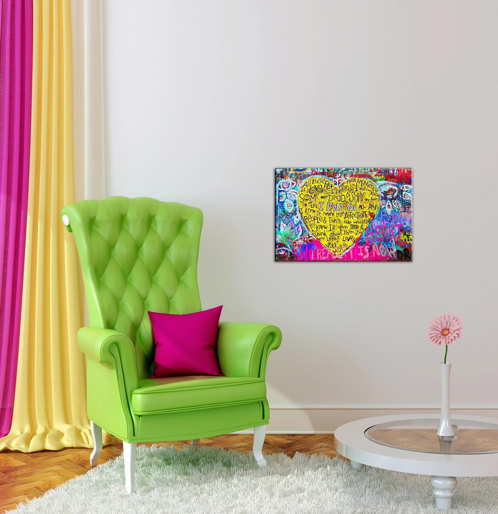 Canvas Wall Art Love Hearts Canvas Art Street Art Painting Etsy