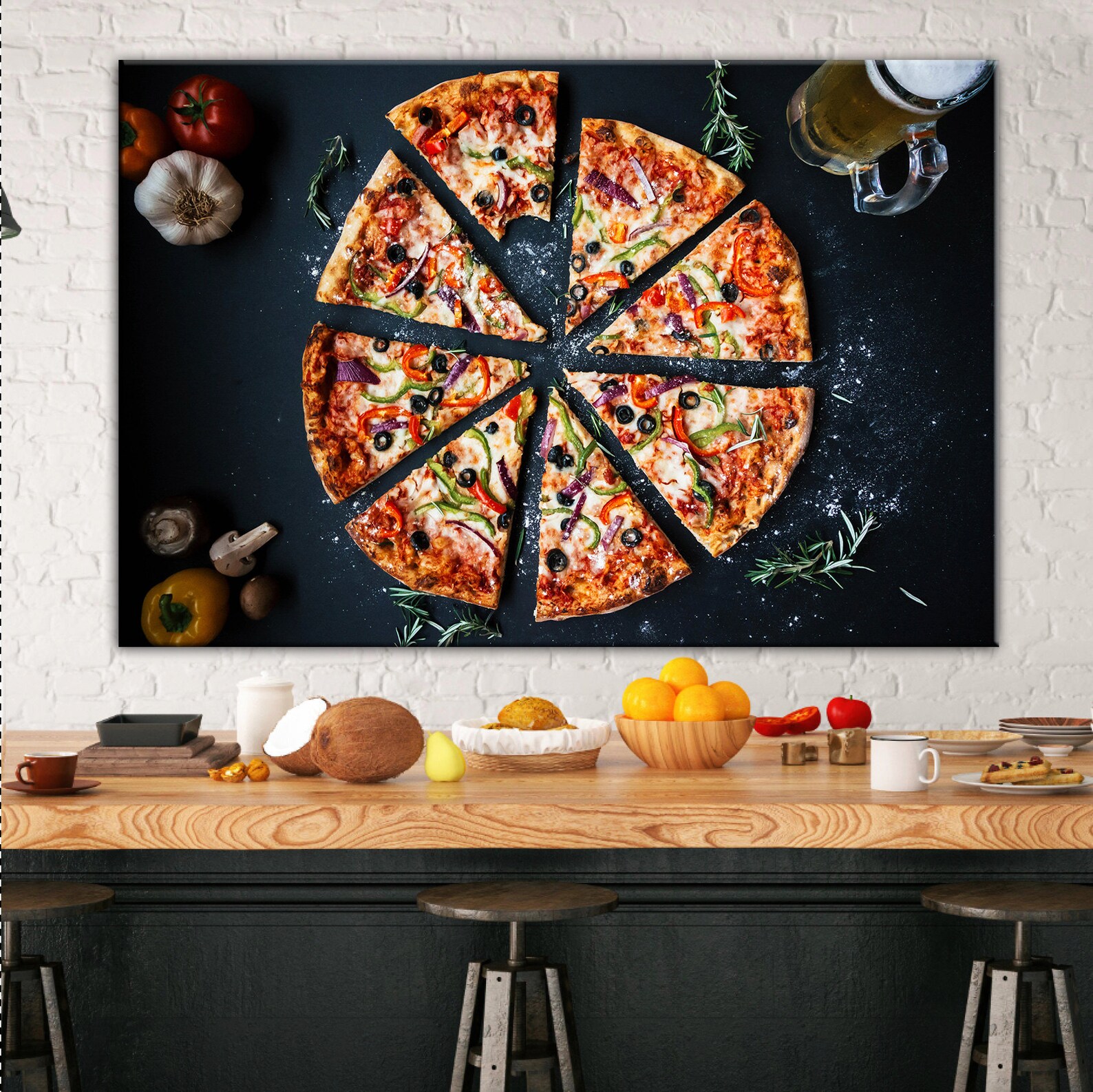 Canvas Wall Art Pizza Art Restaurant Decor Food Print Food Etsy