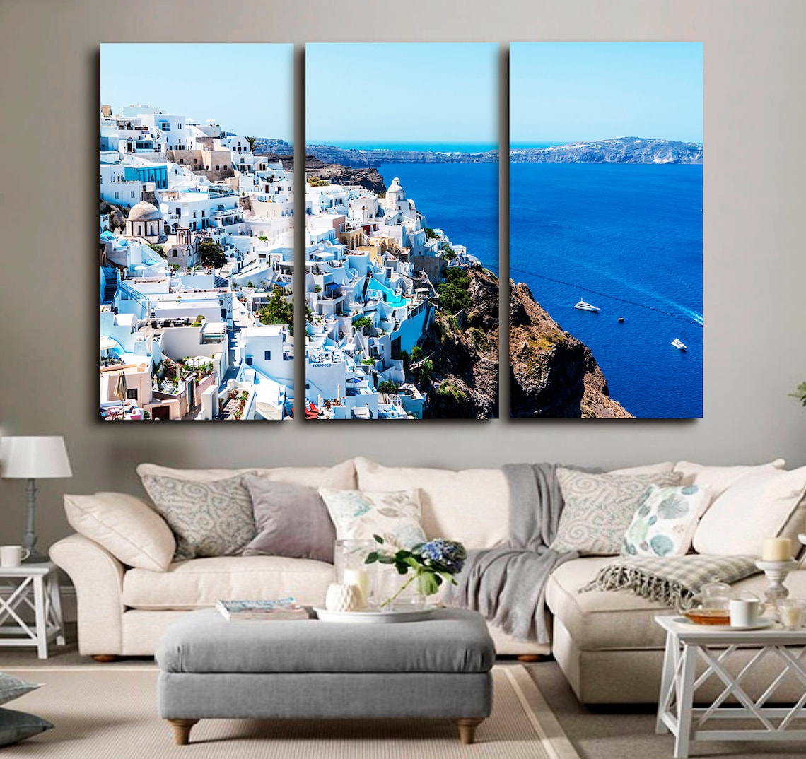 Santorini Greece Canvas Wall Art Santorini Wall Art Canvas Art Etsy
