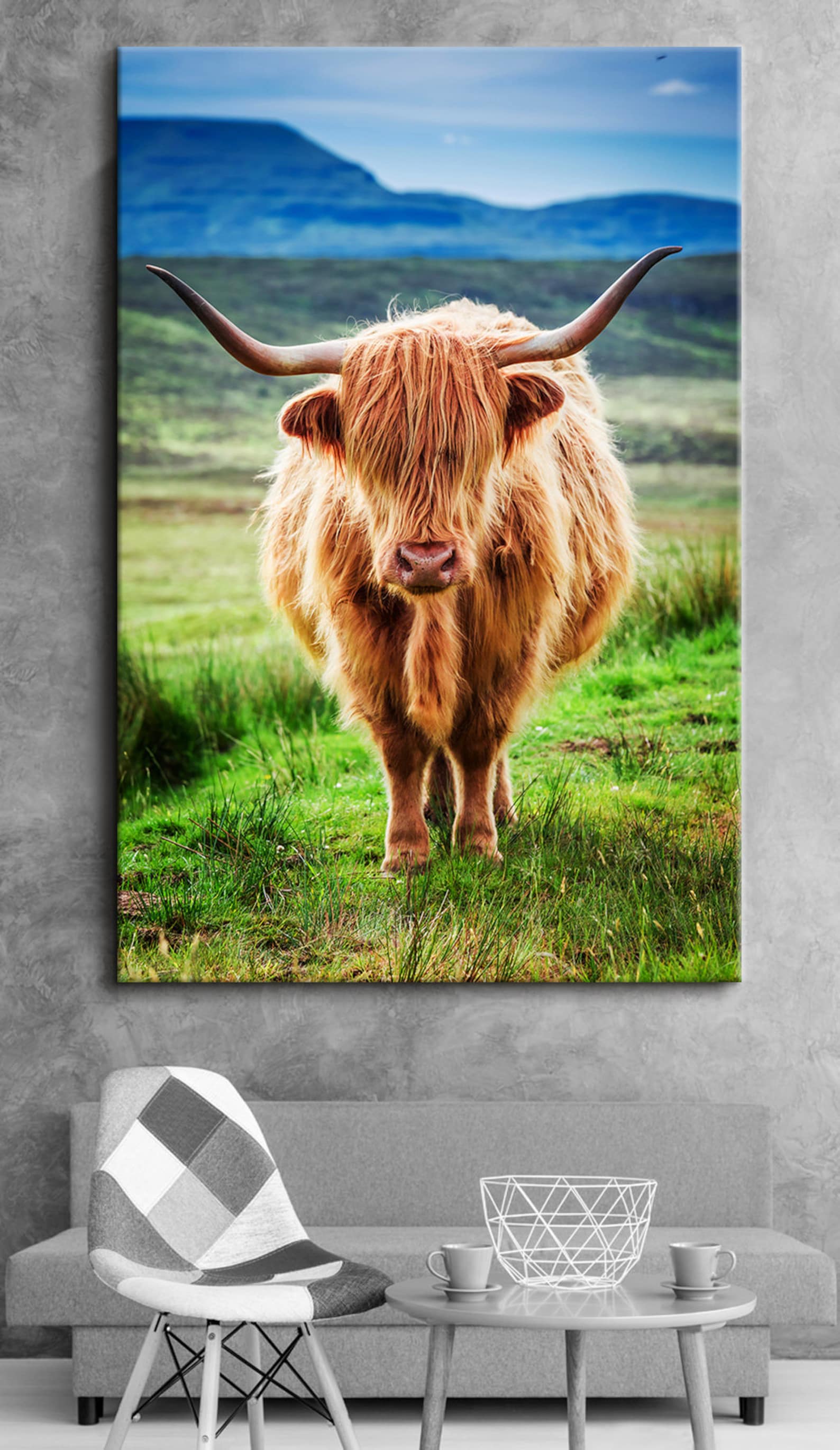 Canvas Wall Art Highland Cow Prints Canvas Art Highland Cow Etsy