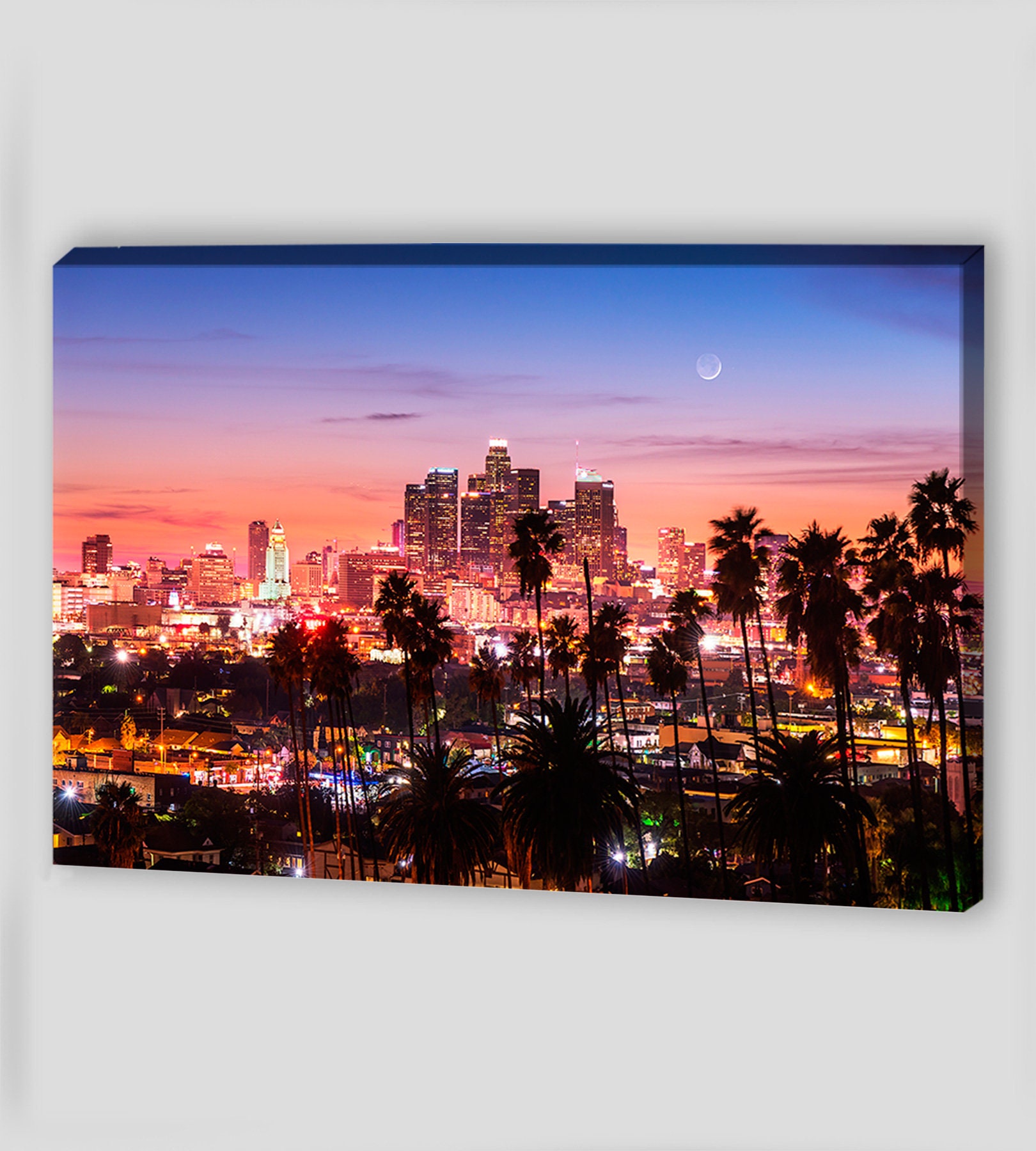 Los Angeles Downtown Skyline Los Angeles Wall Art Los Canvas Etsy