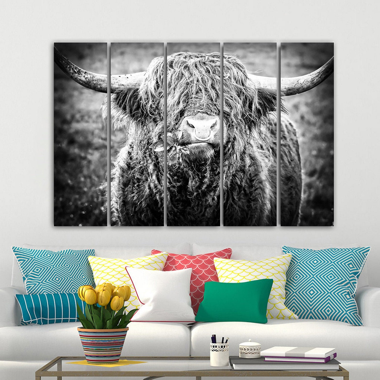 Highland Cow Wall Art Highland Cow Canvas Wall Art Canvas Art Etsy
