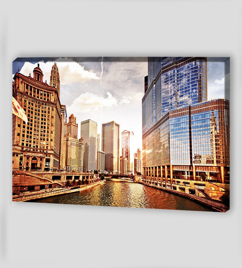 Chicago Skyline Canvas Art Canvas Wall Art Chicago Skyline Etsy