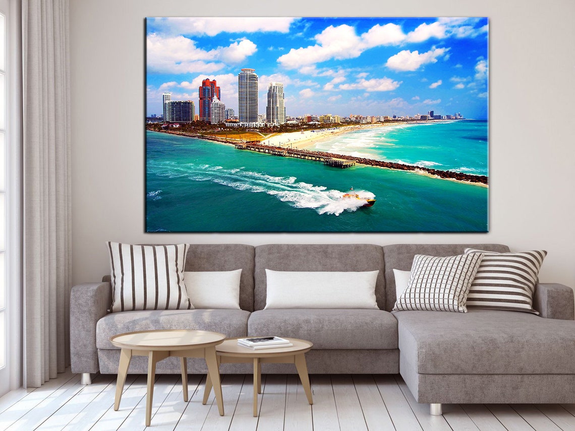Miami Beach Canvas Wall Art Canvas Art Miami Beach Wall Art Etsy