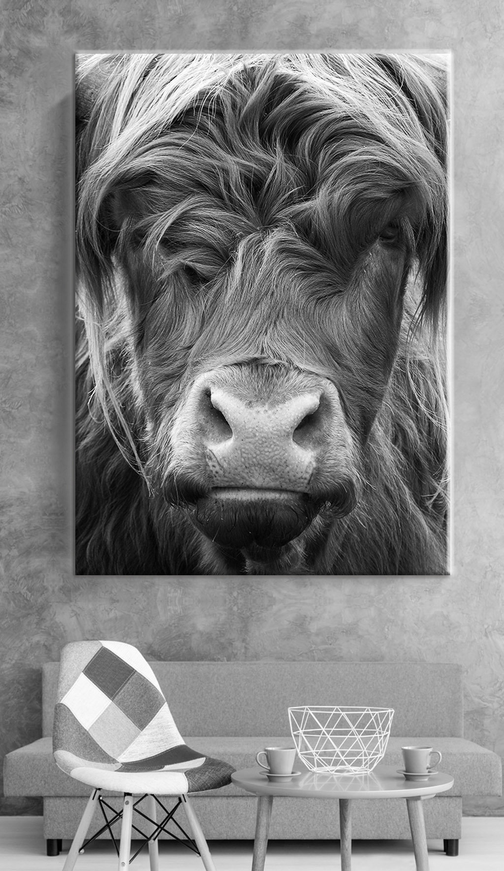 Highland Cow Canvas Wall Art Highland Cow Print Cow Canvas Art Etsy