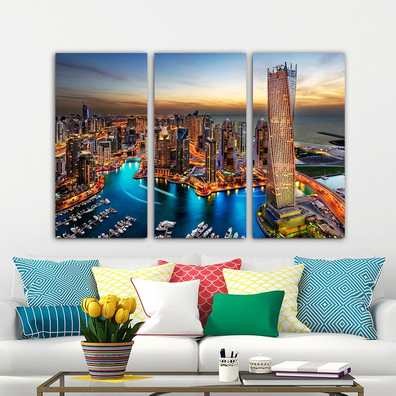Canvas Wall Art Dubai Skyline Wall Art Canvas Art Dubai Etsy