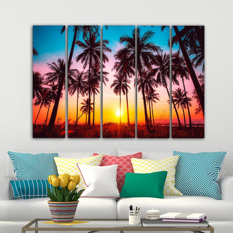 Palm Tree Wall Art Canvas Wall Art Canvas Art Palm Print Etsy