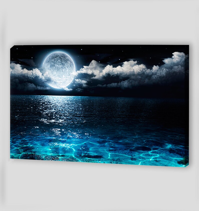 Moon Canvas Art Canvas Wall Art Moon Wall Art Moon Prints Moon Etsy
