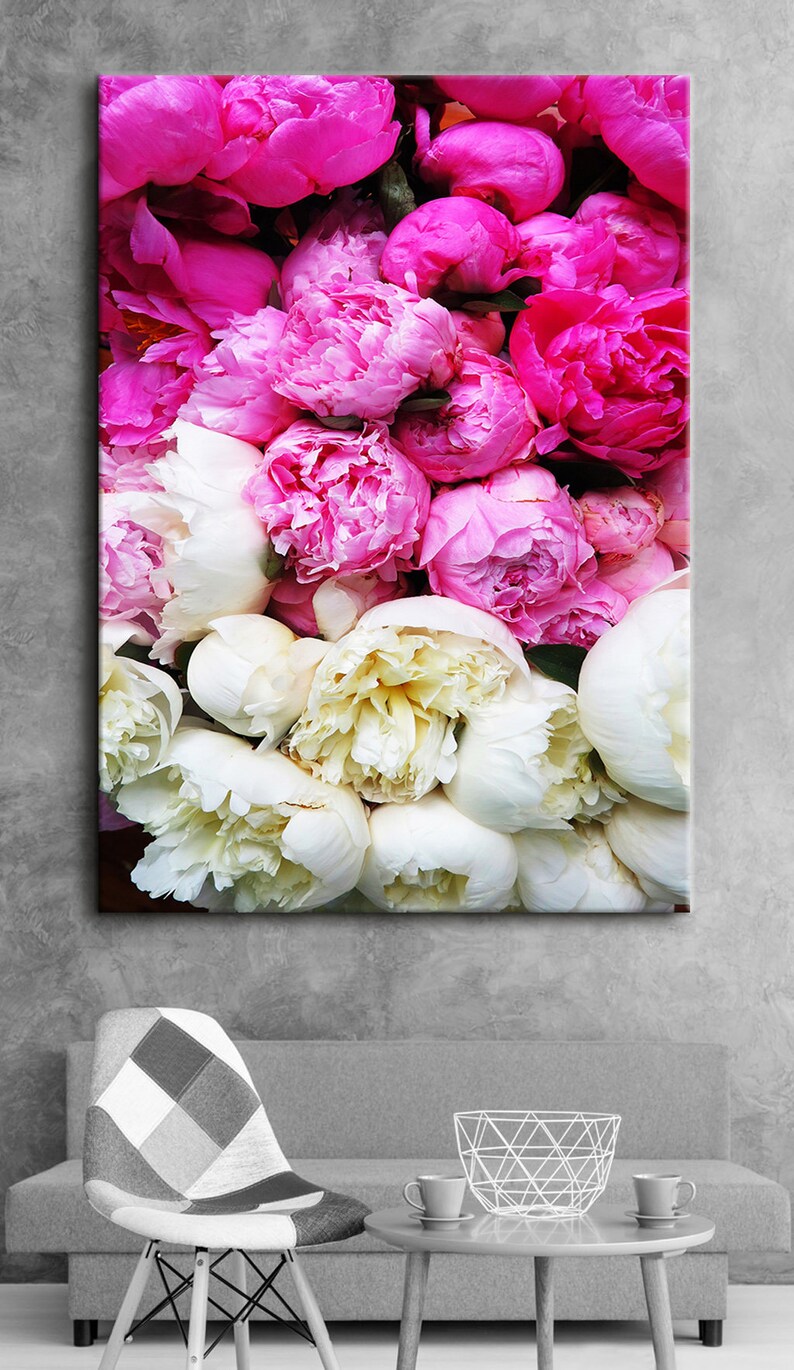 Peony Canvas Art Canvas Wall Art Peony Prints Flowers Canvas Etsy