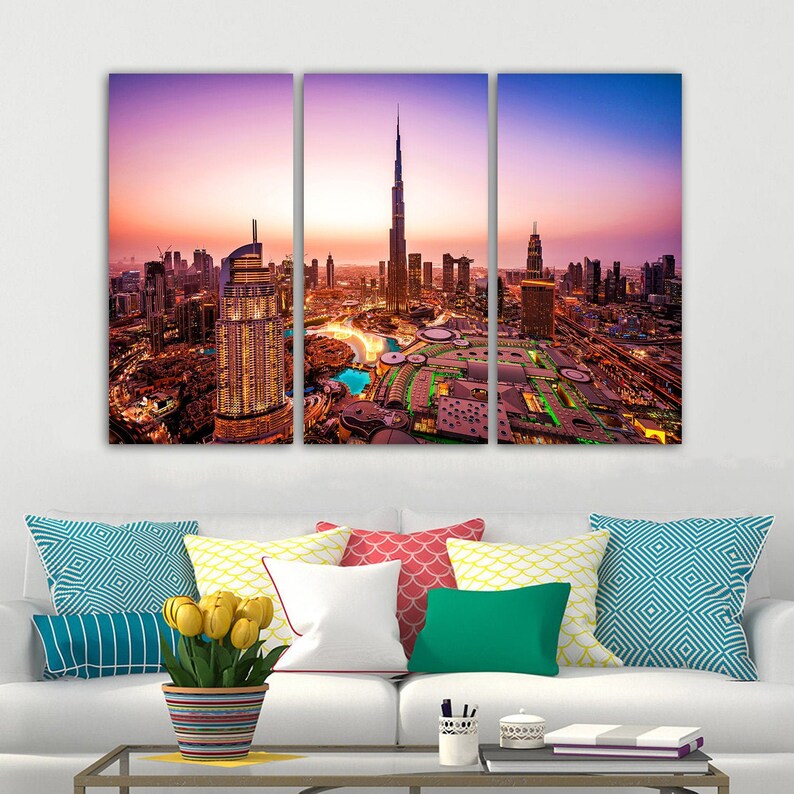 Dubai Canvas Wall Art Dubai Skyline Dubai Wall Art Dubai Etsy