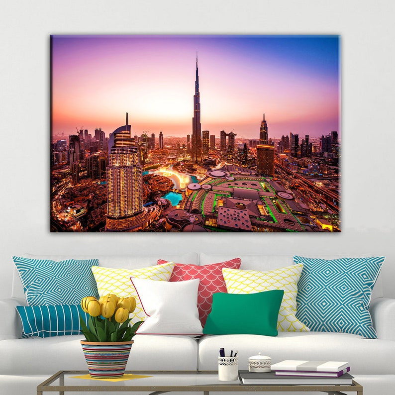 Dubai Canvas Wall Art Dubai Skyline Dubai Wall Art Dubai Etsy