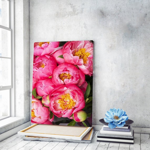 Peony Canvas Art Canvas Wall Art Peony Prints Flowers Canvas Etsy