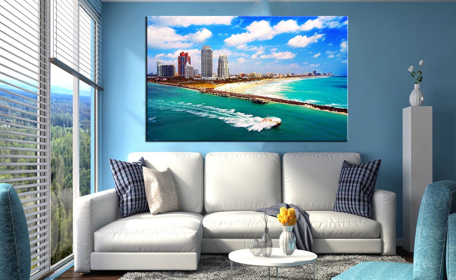 Miami Beach Canvas Wall Art Canvas Art Miami Beach Wall Art Etsy
