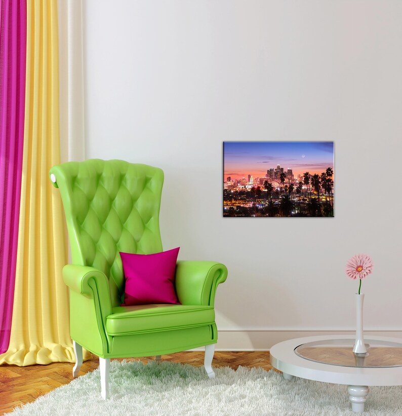 Los Angeles Downtown Skyline Los Angeles Wall Art Los Canvas Etsy