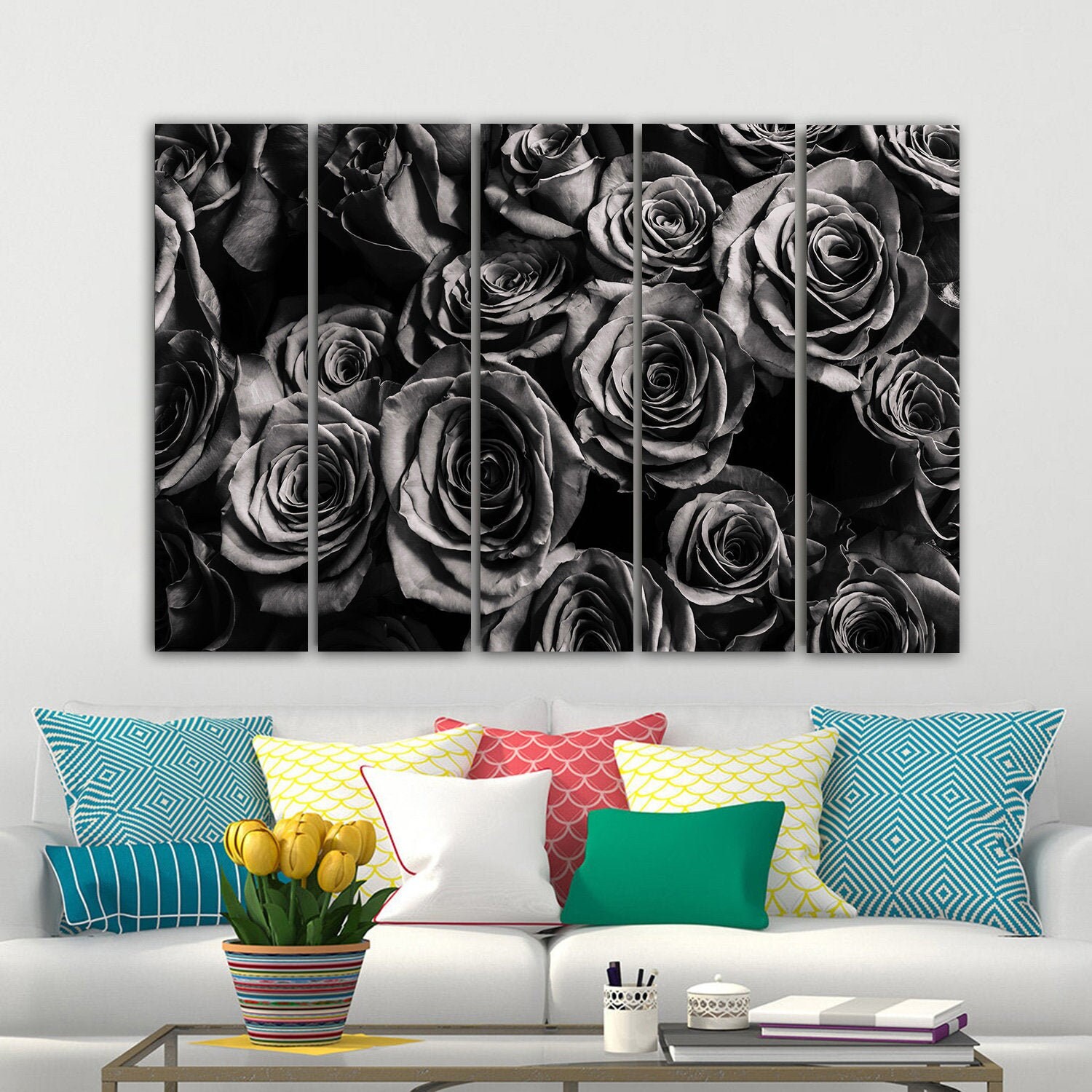 Rose Wall Art Canvas Wall Art Rose Painting Flower Wall Art Etsy