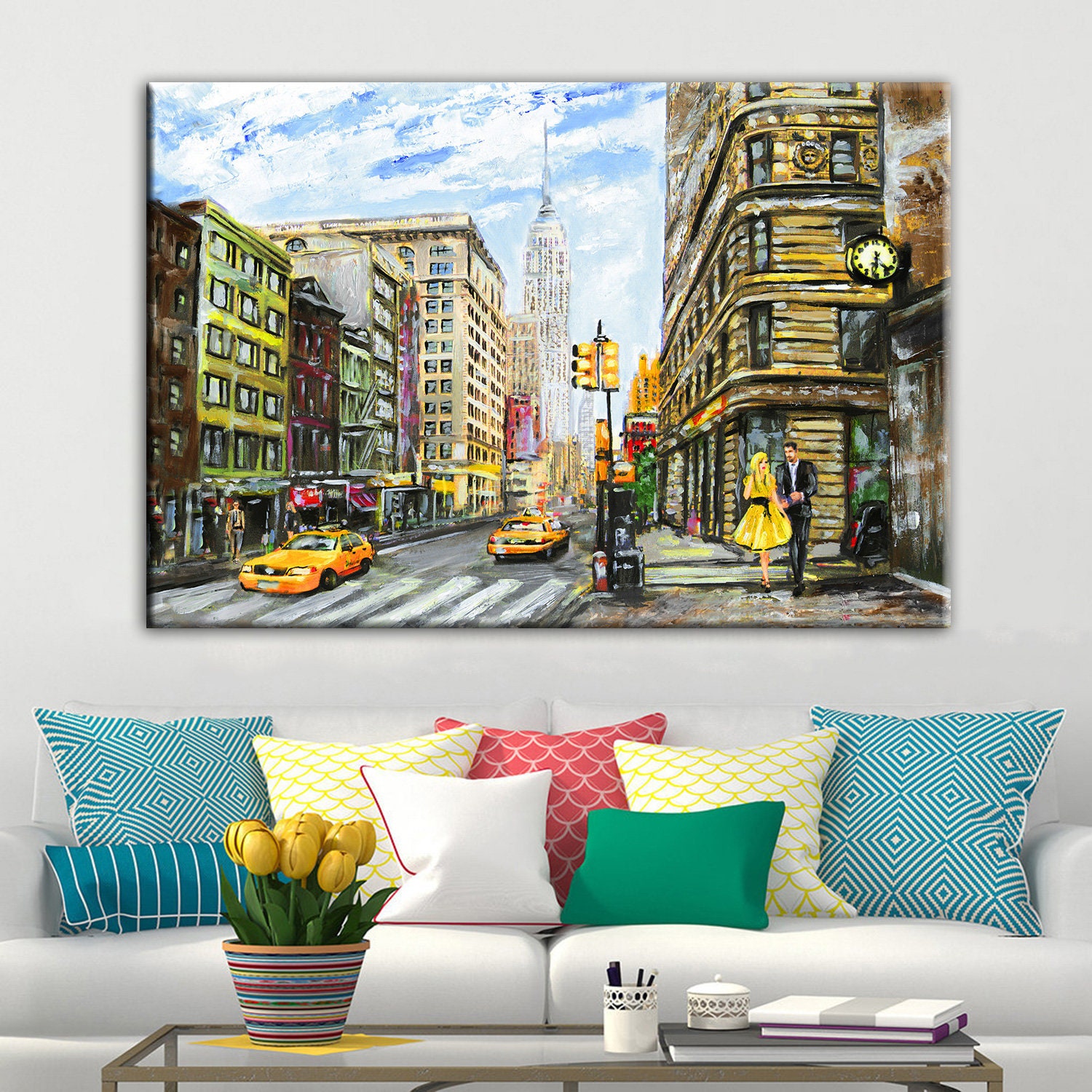 New York Wall Art Canvas Wall Art Oil Painting Canvas Art Etsy