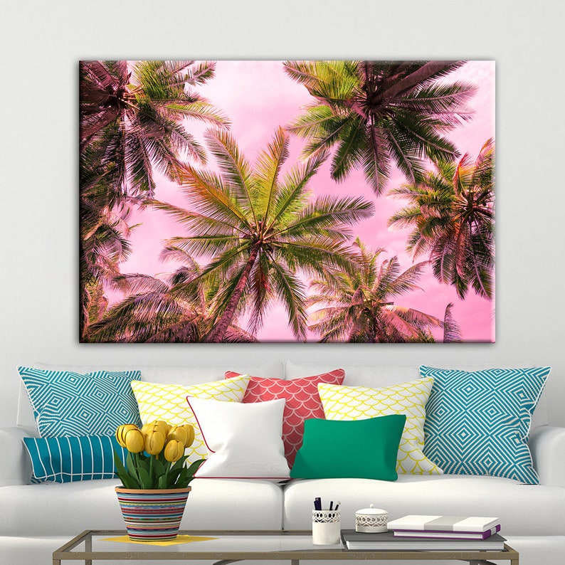 Palm Trees Canvas Wall Art Palm Trees Canvas Wall Decor Palm Etsy