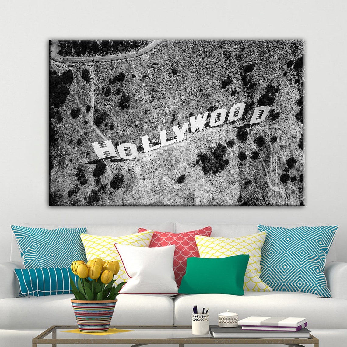 Canvas Wall Art Hollywood Wall Art Hollywood Sign Canvas Print Etsy