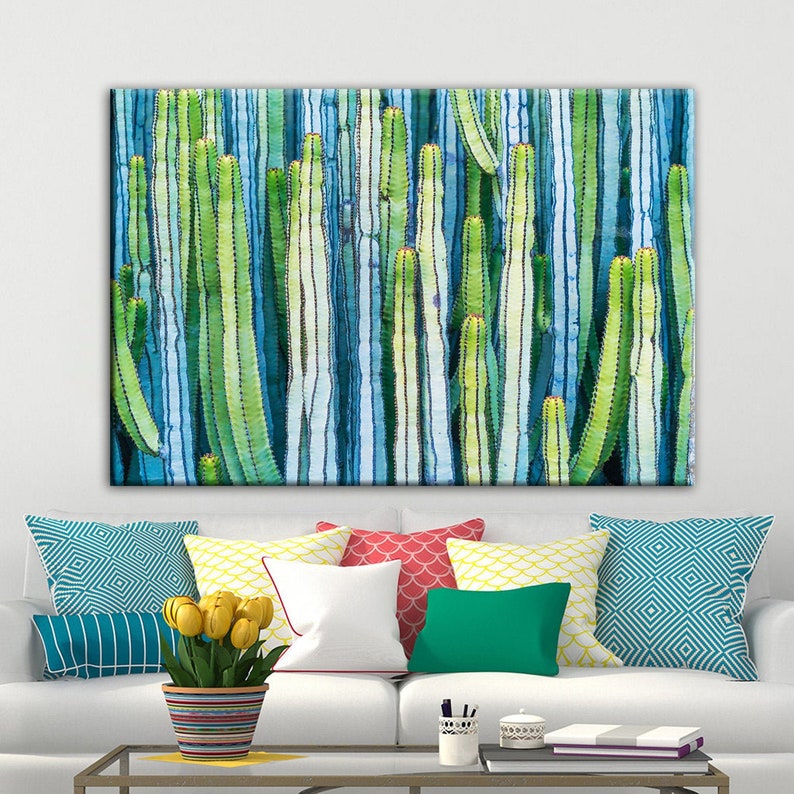 Cactus Wall Art Cactus Canvas Wall Art Cactus Painting Cactus Etsy