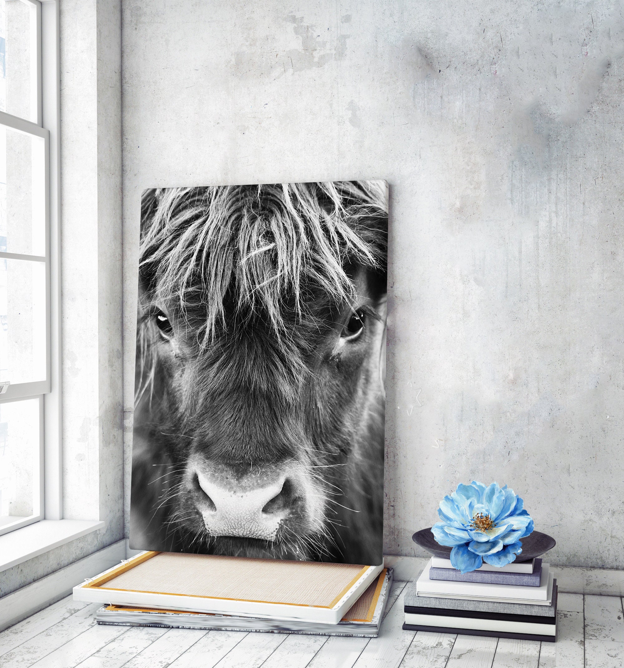 Highland Cow Canvas Wall Art Highland Cow Prints Canvas Art Etsy