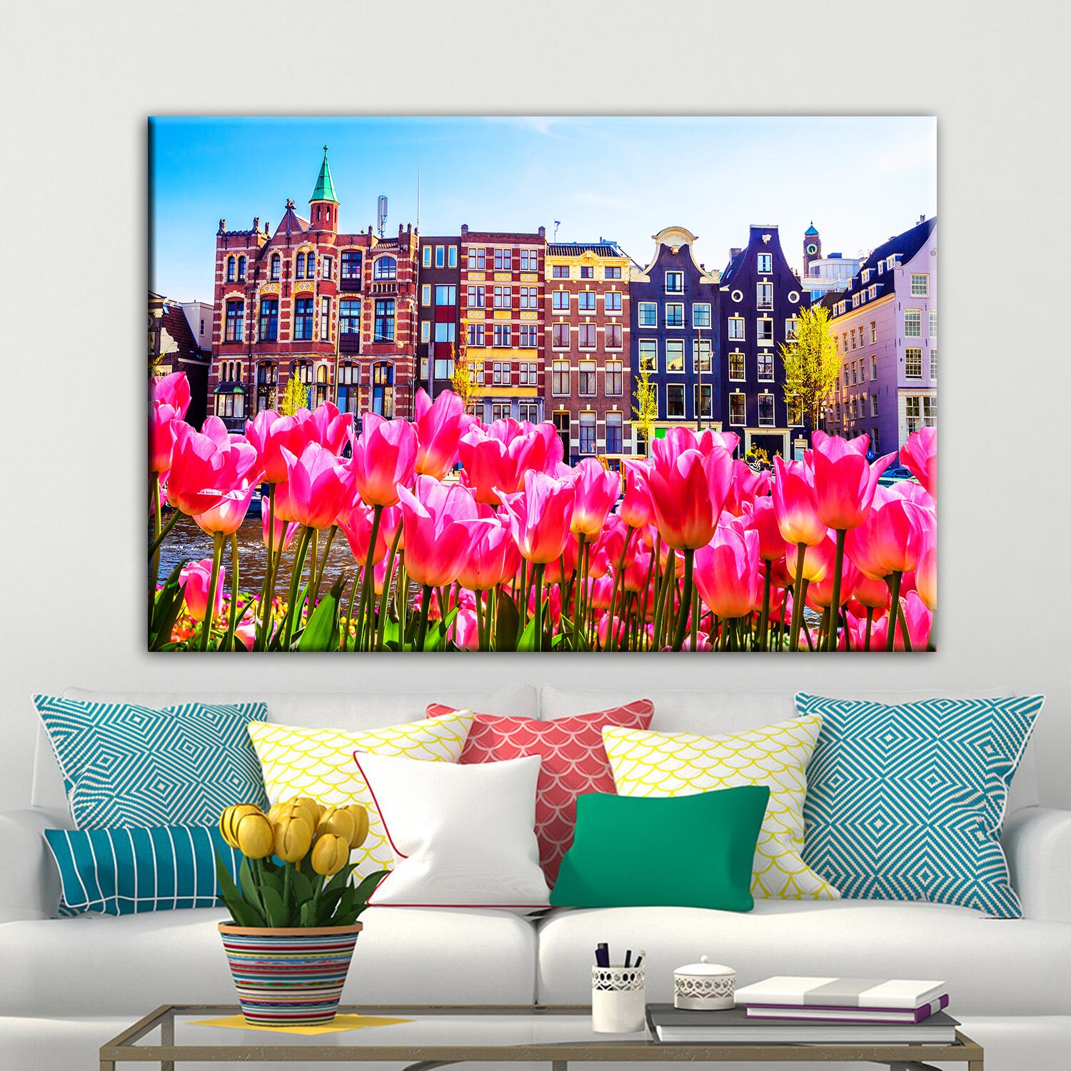 Canvas Wall Art Amsterdam Skyline Amsterdam Wall Art Etsy