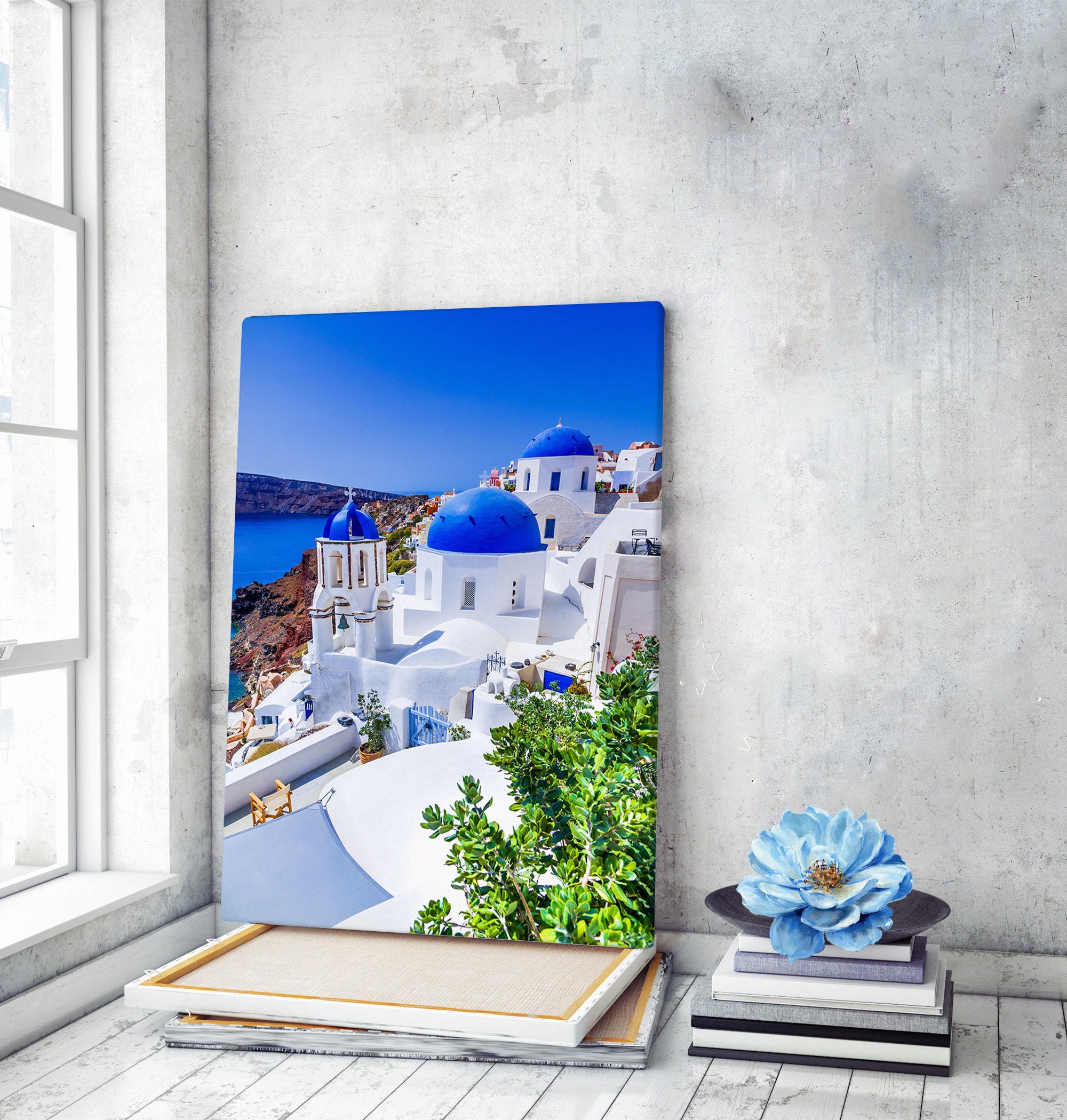 Santorini Greece Canvas Wall Art Santorini Canvas Art Etsy