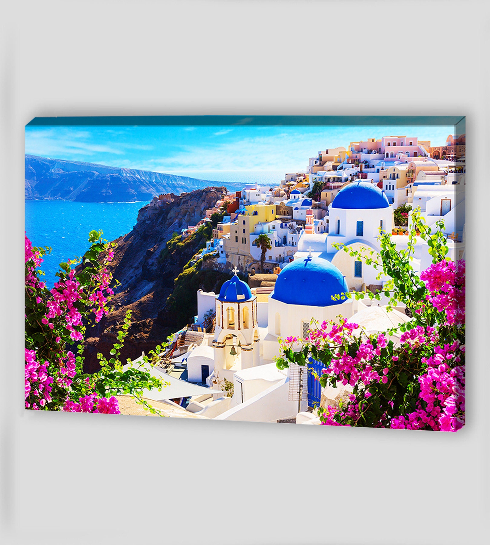 Santorini Greece Canvas Wall Art Santorini Landscape Canvas Etsy