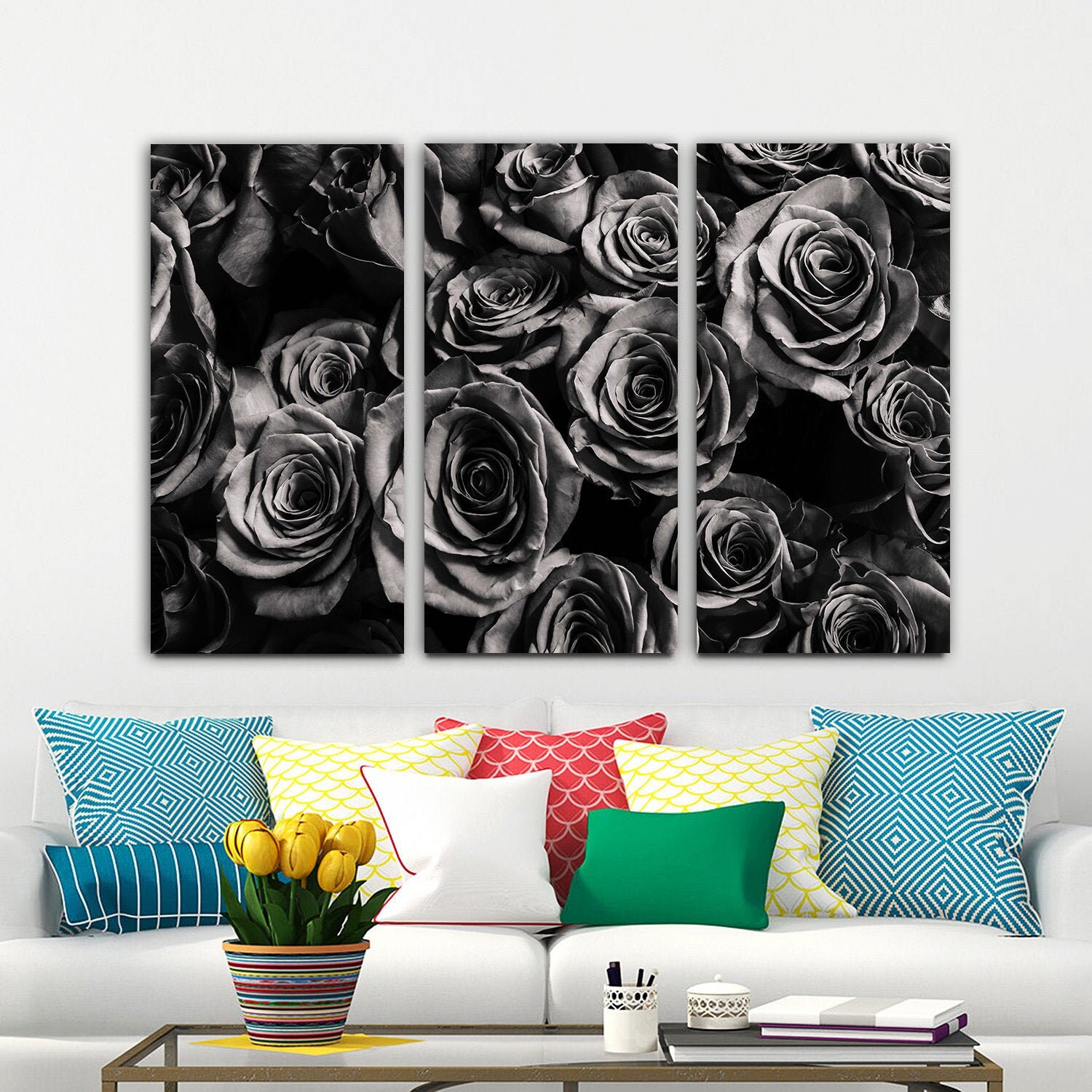 Rose Wall Art Canvas Wall Art Rose Painting Flower Wall Art Etsy