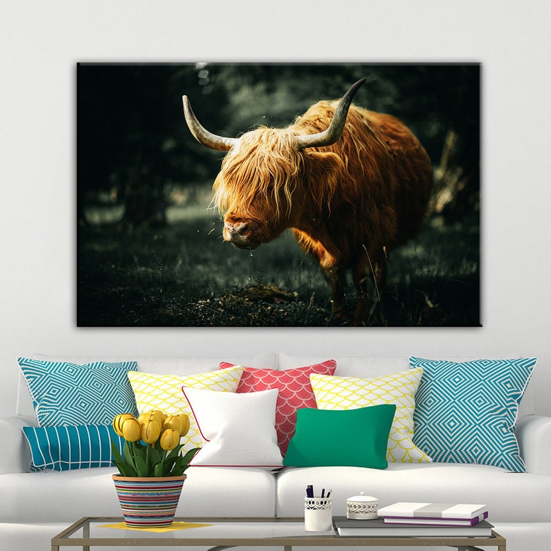 Highland Cow Wall Art Canvas Wall Art Canvas Art Highland Cow Canvas Cow Painting Canvas Painting Cow Prints Cow Printable Bull Wall Art