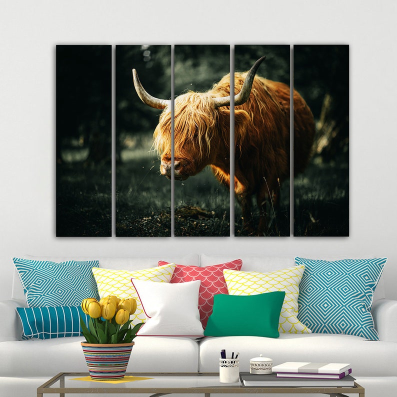 Highland Cow Wall Art Canvas Wall Art Canvas Art Highland Cow Canvas Cow Painting Canvas Painting Cow Prints Cow Printable Bull Wall Art