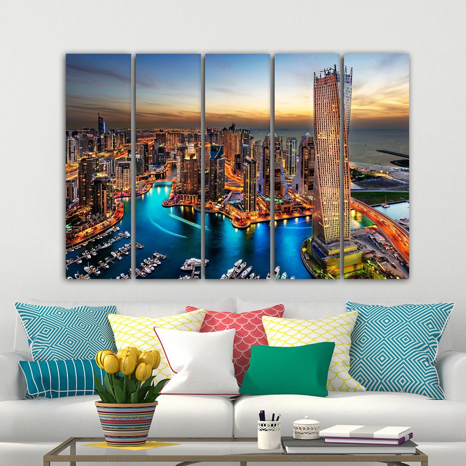 Canvas Wall Art Dubai Skyline Wall Art Canvas Art Dubai Etsy