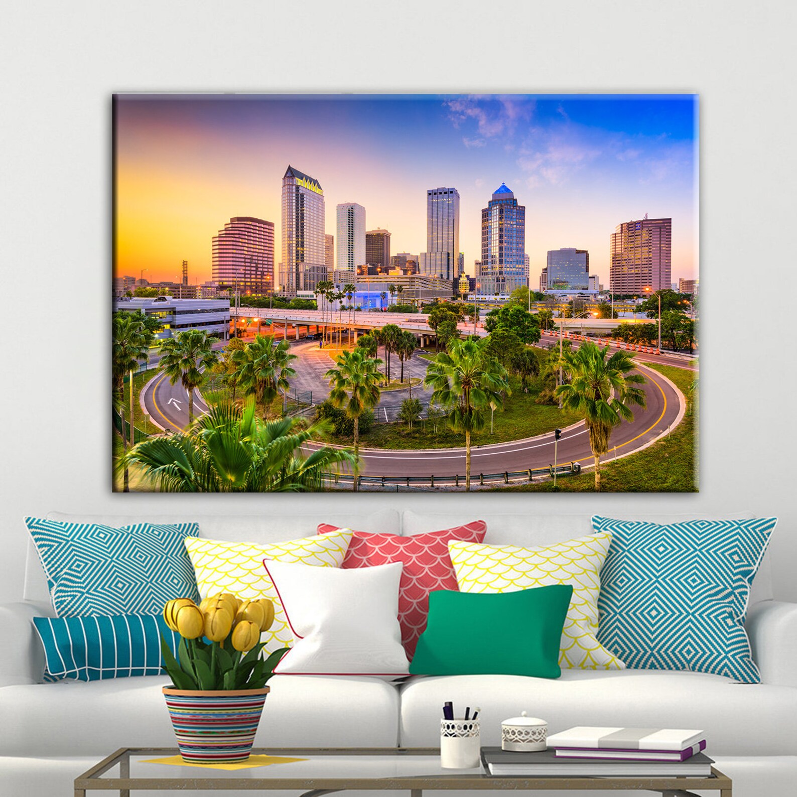 Tampa Florida Skyline Tampa Canvas Wall Art Tampa Wall Decor Etsy