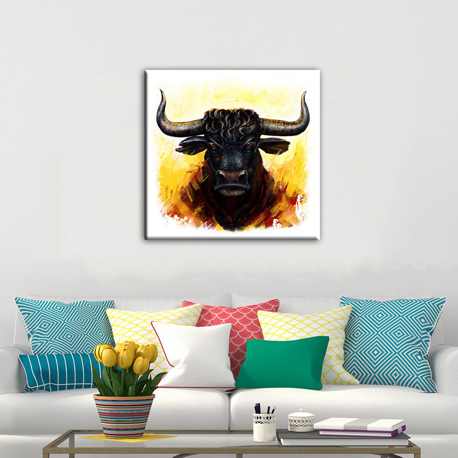 Bull Canvas Wall Art Cow Wall Art Bull Wall Art Bull Poster Etsy