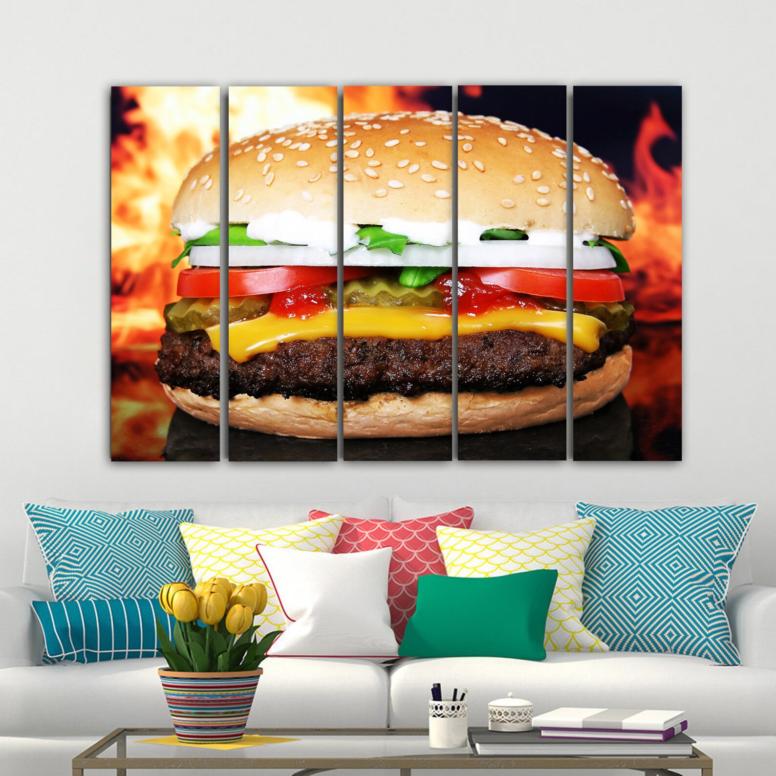 Canvas Wall Art Burger Art Decor Canvas Art Restaurant Decor - Etsy