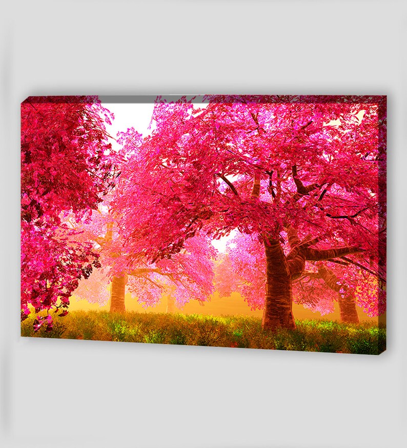 Canvas Wall Art Pink Leaves Tree Canvas Art Nature Prints Wall Etsy