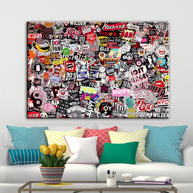 Canvas Wall Art Sticker Wall Decor Pop Art Painting Sticker Etsy