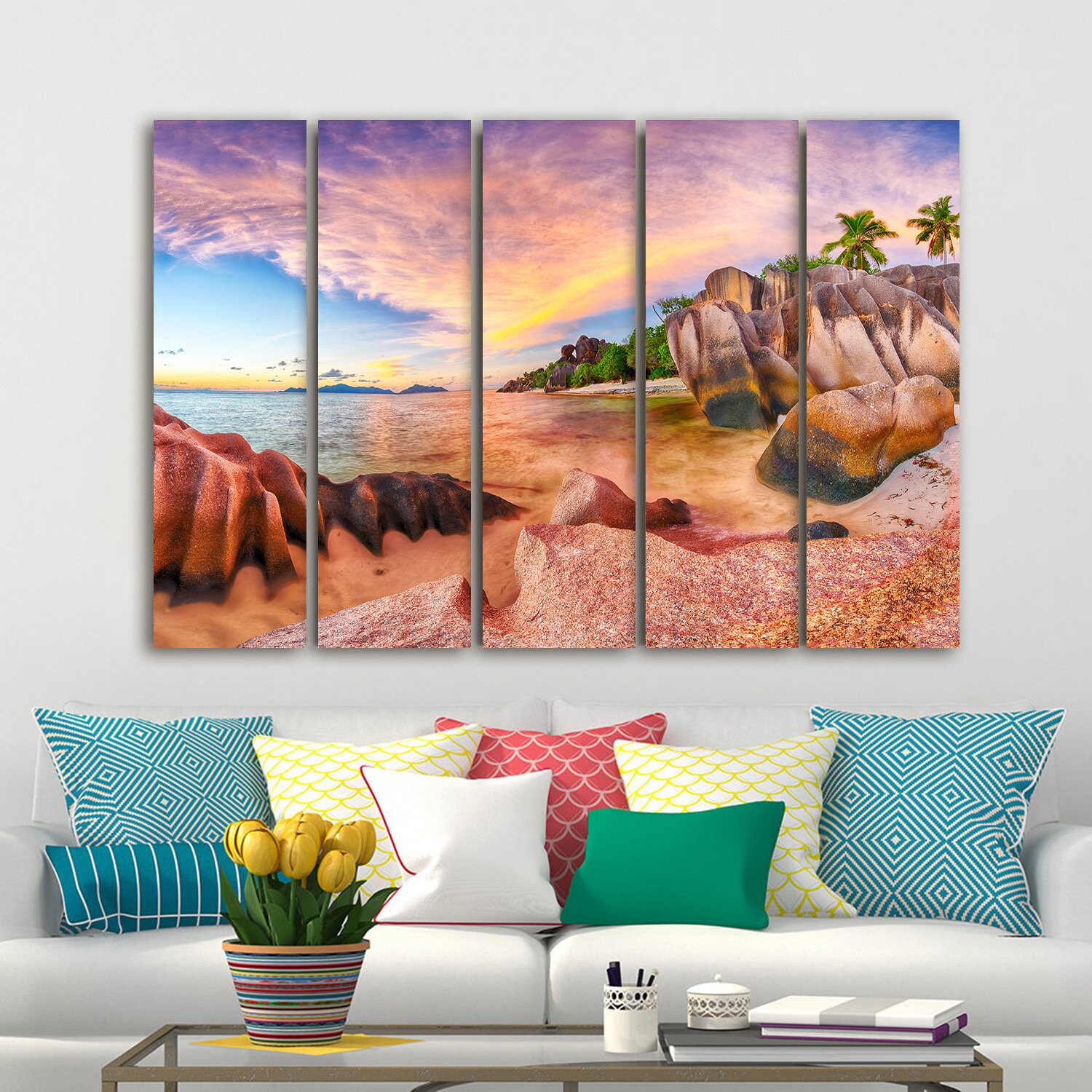 Seychelles Anse Source D'argent Beach Canvas Wall Art | Etsy