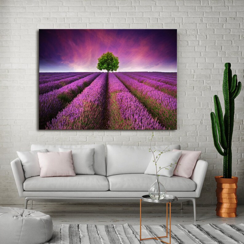 Canvas Wall Art Lavender Field Canvas Art Lavender Painting Etsy