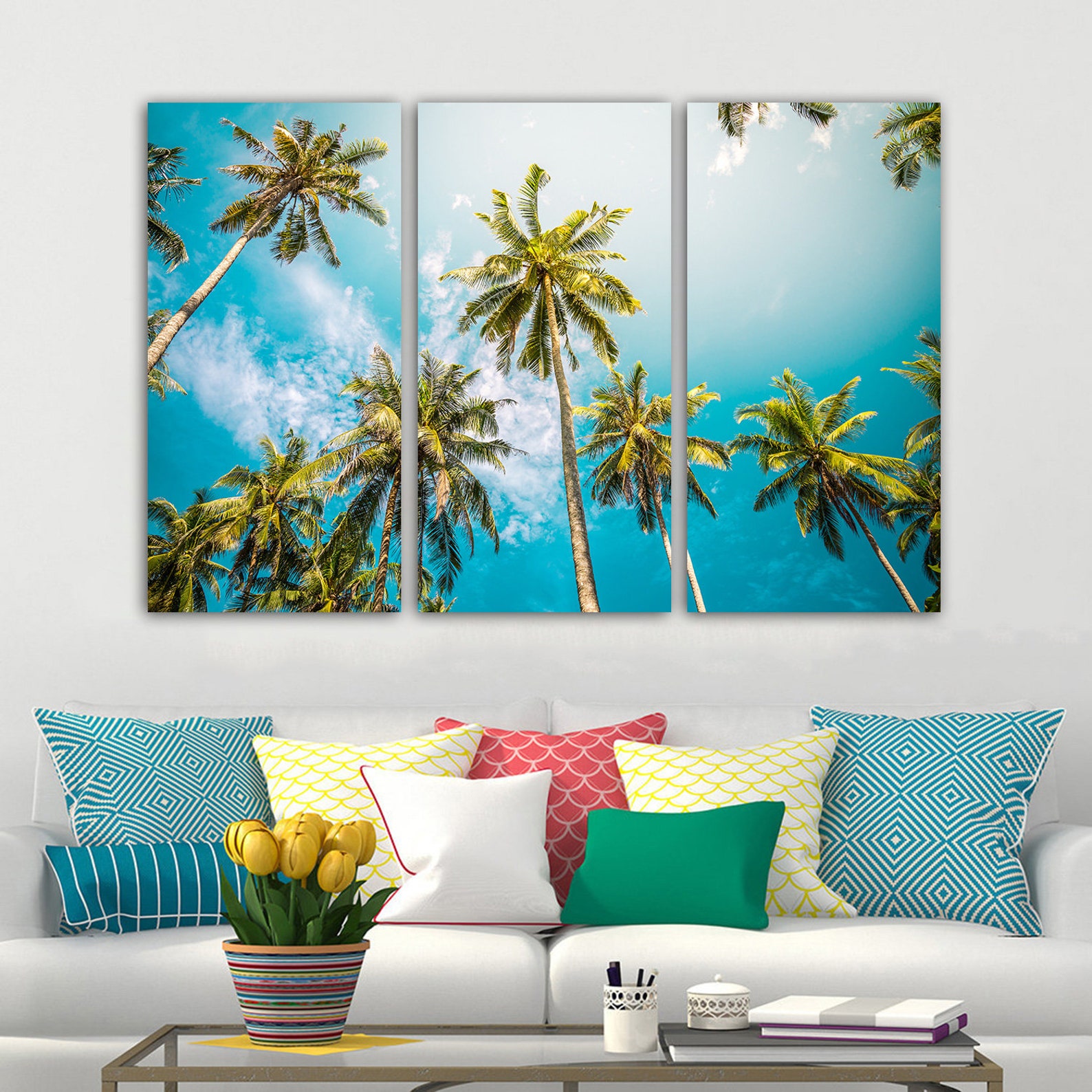 Palm Tree Canvas Wall Art Palm Tree Canvas Art Palm Wall Art Etsy