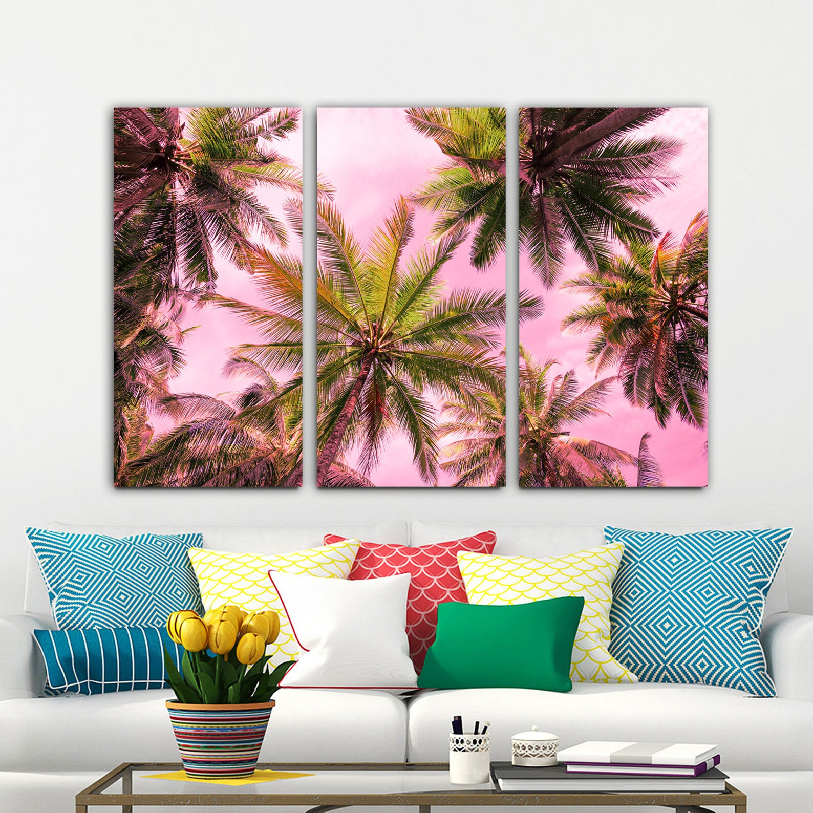 Palm Trees Canvas Wall Art Palm Trees Canvas Wall Decor Palm Etsy