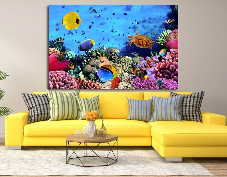 Coral Reef Canvas Art Canvas Wall Art Coral Reef Prints Coral Etsy