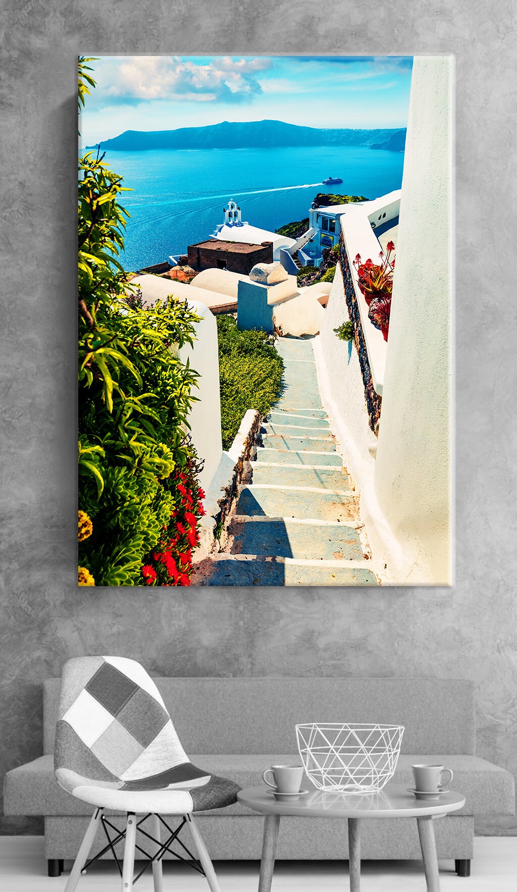 Santorini Greece Canvas Wall Art Santorini Canvas Art Etsy