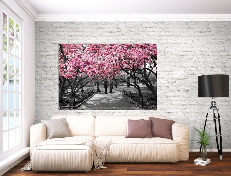 Canvas Wall Art Pink Leaves Tree Canvas Art Nature Prints Wall Etsy